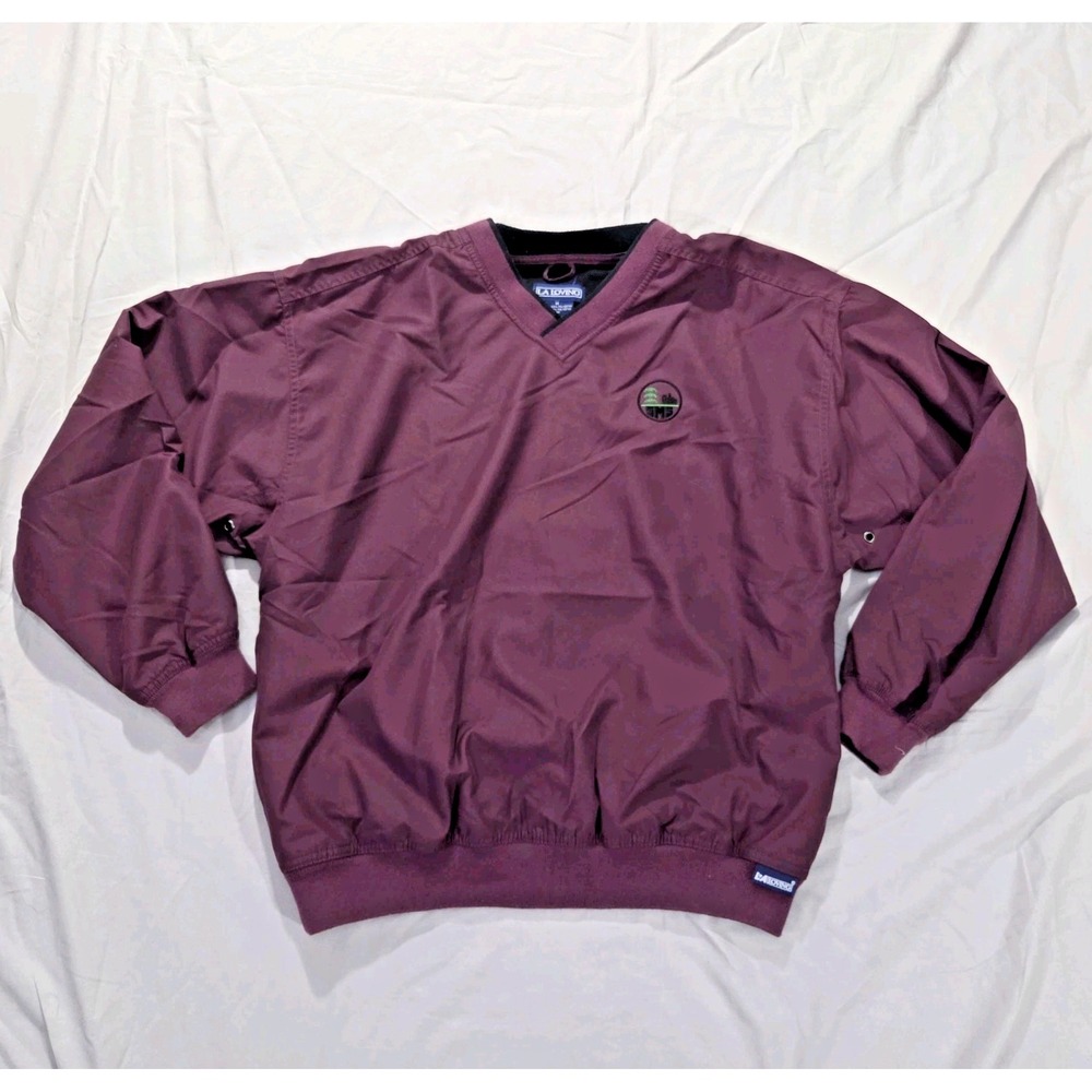 VTG LA Loving Men's Pullover Windbreaker Jacket Purple V-neck Embroidered Sz M‎